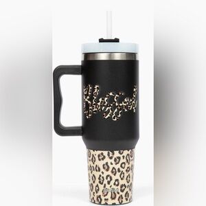 Black Leopard Print Tumbler-New in box